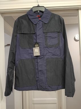 Gloverall 4 Pocket Men's Military Field Jacket Navy Blue & Black Size Medium New
